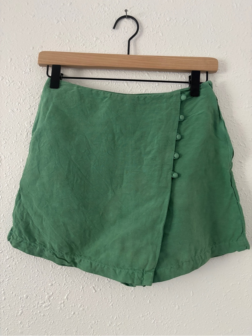 Zara Light Green Wrap Skort with Button Accents